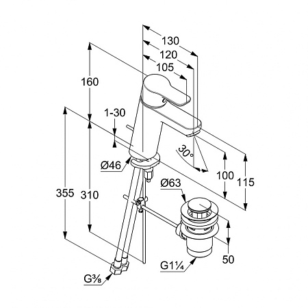 Смеситель Kludi Pure&Easy 371900565 для раковины, хром