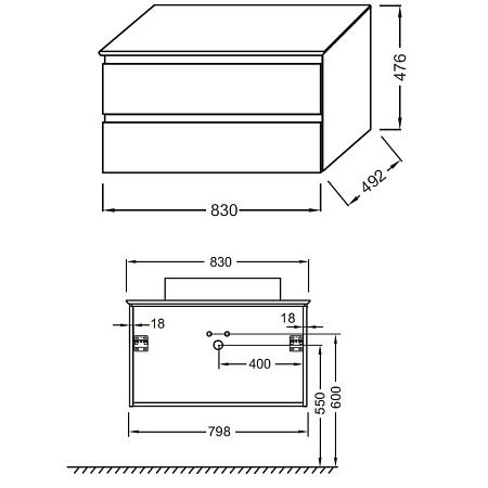 Мебель для ванной Jacob Delafon Madeleine EB2083-J54 80 со столешницей и подсветкой, серый матовый