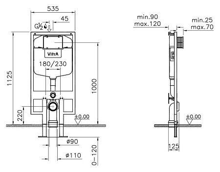 Комплект VitrA Normus 9773B003-7202 кнопка хром