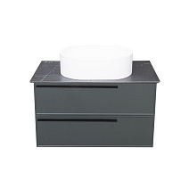 Тумба с раковиной La Fenice Elba TWIN FNC-01-ELB-G-80-2 два ящика, Grigio/Black Olive Light Lappato