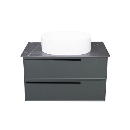 Тумба с раковиной La Fenice Elba TWIN FNC-01-ELB-G-80-2 два ящика, Grigio/Black Olive Light Lappato