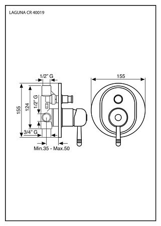Смеситель Emmevi Laguna 40019OR для душа, золото