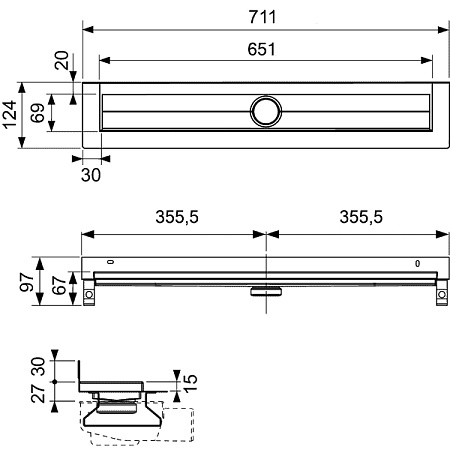 Душевой лоток Tece TECEdrainline 600701 70 хром