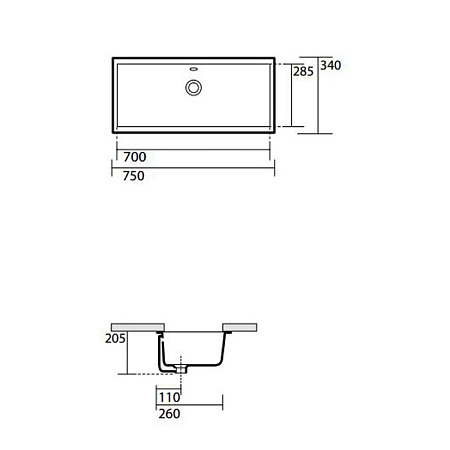 Раковина Kerasan Slim 022501 75x34 белый