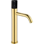 Смеситель Boheme Stick 122-G-MR-BLACK для раковины, ручка Mramor Black, золото/черный мрамор
