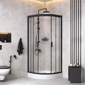 Душевой уголок Am.Pm Gem WK90EM 80х80 с душевой системой, с набором аксессуаров, черный