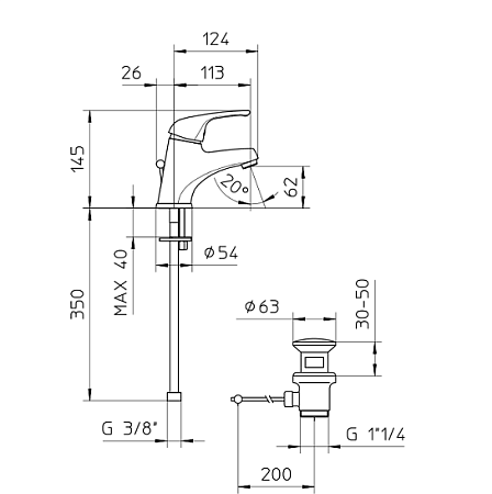 Смеситель Palazzani Proxima 40301010 для раковины