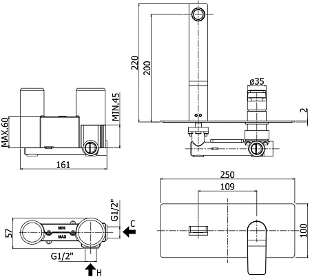 Смеситель Paffoni Tilt TI105BO для раковины, белый
