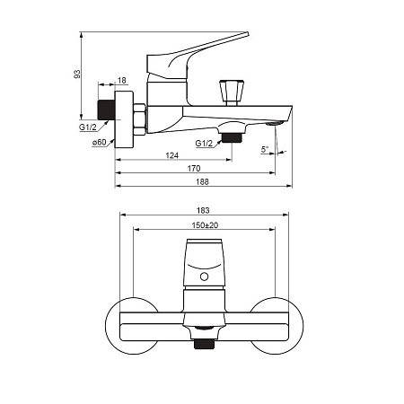 Смеситель Damixa Merkur 401000000 для ванны с душем