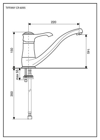 Смеситель Emmevi Tiffany 6095NO для кухонной мойки, черный/золото