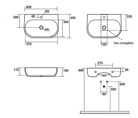 Раковина Kerasan Nolita 534101*1 60 белый