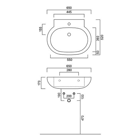 Раковина Cielo Easy Bath EASLA65E 65x52 белый