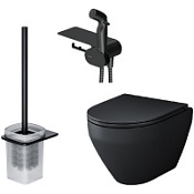 Унитаз подвесной AM.PM Spirit 2.0 FlashClean CK70H1103B с гигиеническим душем и ершиком, микролифт