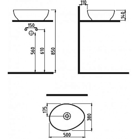 Раковина Bien Motto MTLG05004FD0W5000 50х38 белый