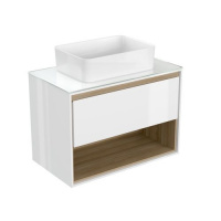 Тумба с раковиной Cersanit Louna SP-SZ-LOU80-BL/Wh 80 со столешницей, белый, бежевый