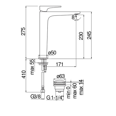 Смеситель Nobili Yoyo YO126128/2CR для раковины, хром