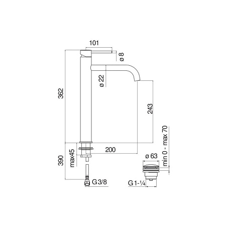 Смеситель Nobili Live LV00128/2BM для раковины, черный матовый