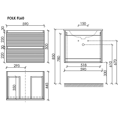 Тумба с раковиной Sancos Folk 60 FL60W Bianco