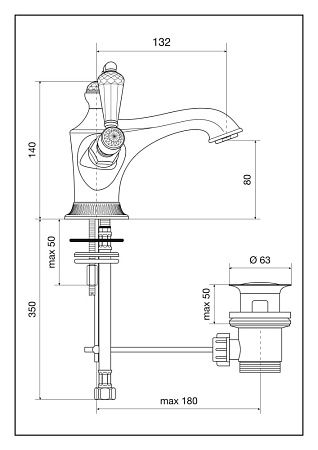 Смеситель Emmevi The One 98003LCSWNEBR для раковины, бронза