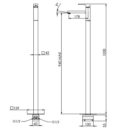Смеситель Remer Absolute AU18 напольный для раковины, хром