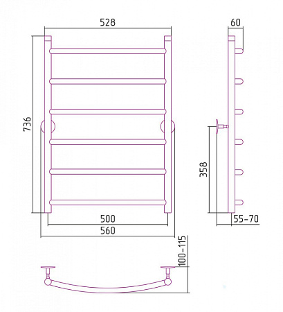 Полотенцесушитель водяной Стилье Универсал 80х50 (6) Г 21