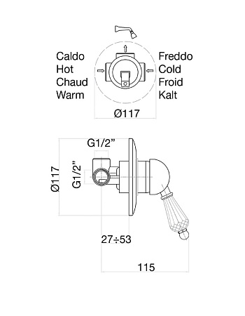 Смеситель Fiore Imperial Sky (SWAROVSKI®) 82CR5130 для душа, хром