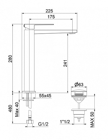 Смеситель Fiore Kube 100NN8517 для раковины, черный