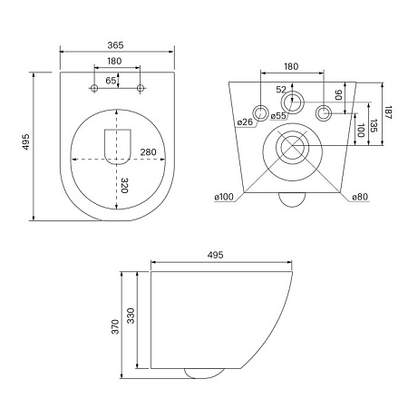 Унитаз подвесной безободковый IDDIS Blanco BLAR3BMi25 черный матовый