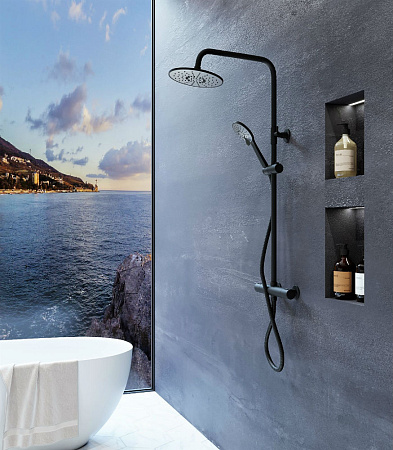 Душевая стойка Orange Thermo T02S3-912b черный матовый