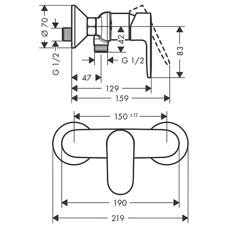 Смеситель Hansgrohe Vernis Blend 71640670 для душа, черный матовый