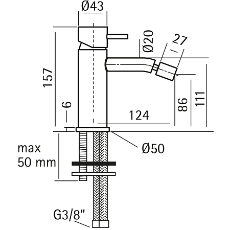 Смеситель Cisal Xion XI000564D1 для биде, нержавеющая сталь