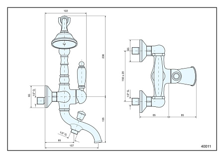 Смеситель Emmevi Laguna 40011OR для ванны с душем, золото