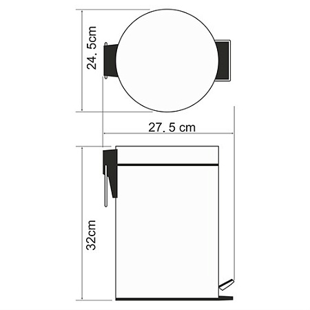 Ведро WasserKRAFT K- 637 с педалью 7л, с микролифтом, хром