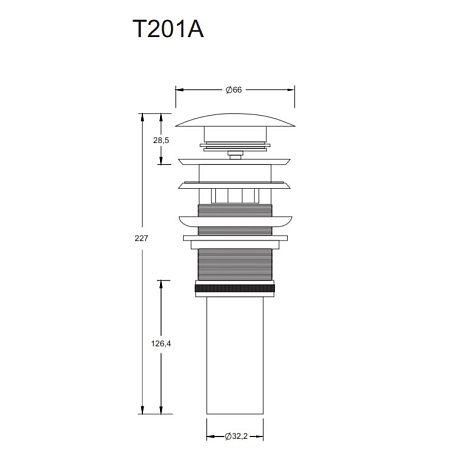 Донный клапан Ceramicanova Element2 T201A для раковины, белый