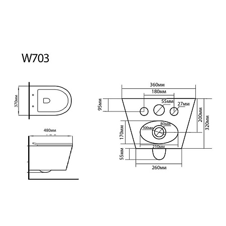 Унитаз подвесной Black & White Universe W703 безободковый