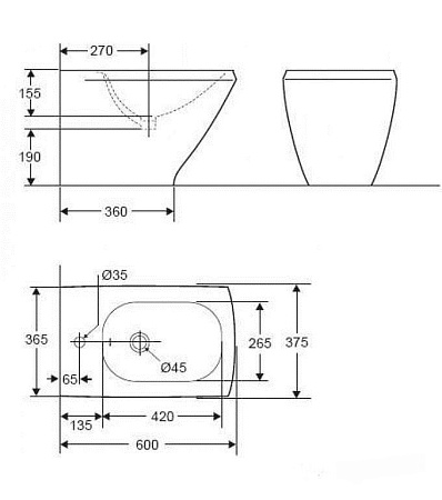 Биде напольное Jacob Delafon Escale E1293-00
