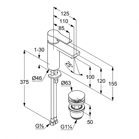 Смеситель Kludi Zenta SL 482980565 для раковины, хром