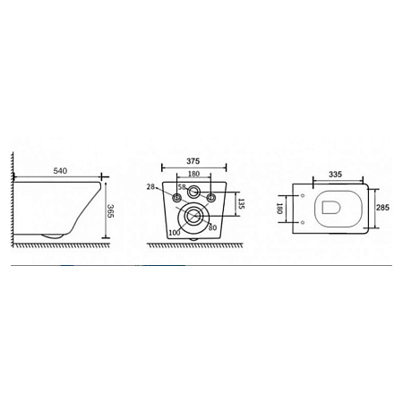 Унитаз подвесной Esbano Onix безободковый, черный матовый