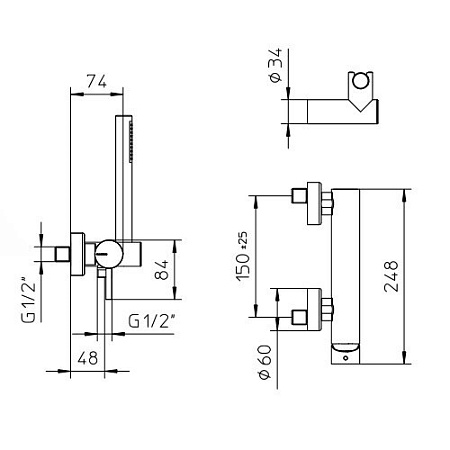Смеситель Palazzani Mimo 02201550 для душа, бронза