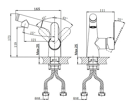 Смеситель для раковины RUSH Tenerife TE2835-12 хром