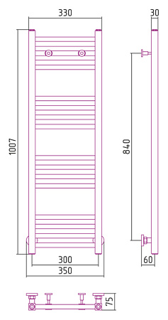 Полотенцесушитель водяной Сунержа Модус 1000х300 хром