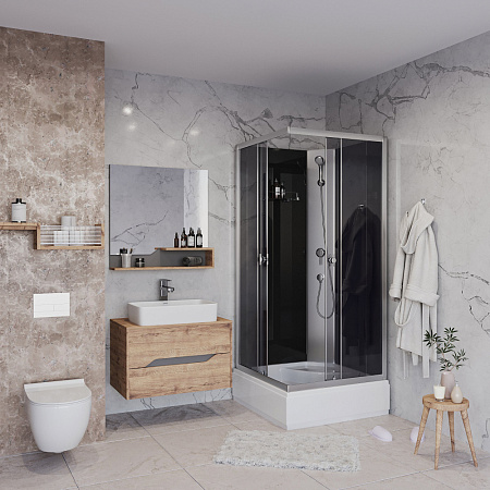 Душевая кабина Niagara Eco E90/26Q/TN/BK 90x90x195 L/R стекло тонированное/профиль серебро