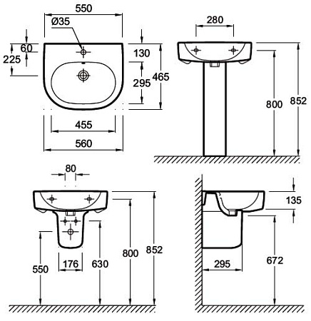 Раковина Jacob Delafon Kandel E1463-00 56х47 см