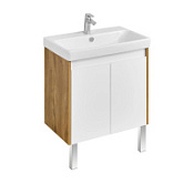 Тумба c раковиной Aquaton Сканди 1A278901SDZ90 70 с дверками, белый/дуб рустикальный