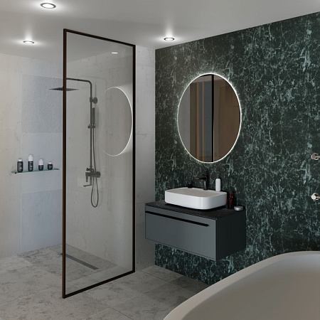 Тумба с раковиной La Fenice Elba FNC-01-ELB-G-100 Grigio, столешница Black Olive Light Lappato