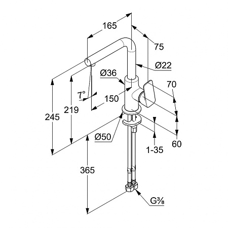 Смеситель Kludi Pure&Style 400240575 для раковины, хром