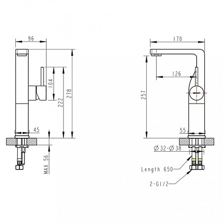 Смеситель Bravat Arc F16061K-A2-ENG для раковины, черный
