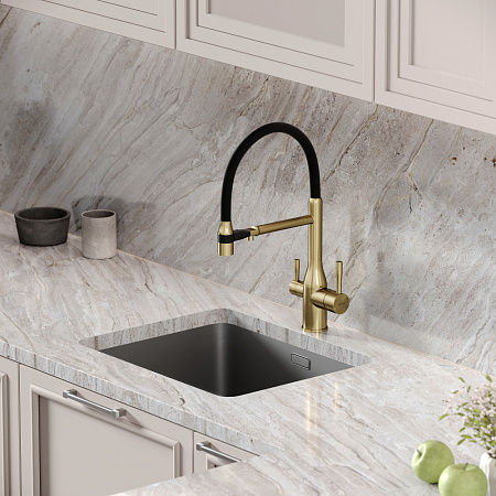Смеситель для кухонной мойки Sancos Garda SC4009BG брашированное золото/черный
