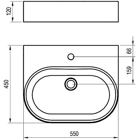 Раковина Ravak Ceramic O SLIM Wall  550 XJX01155004 белый