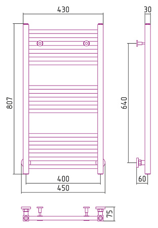 Полотенцесушитель водяной Сунержа Модус 800х400 хром